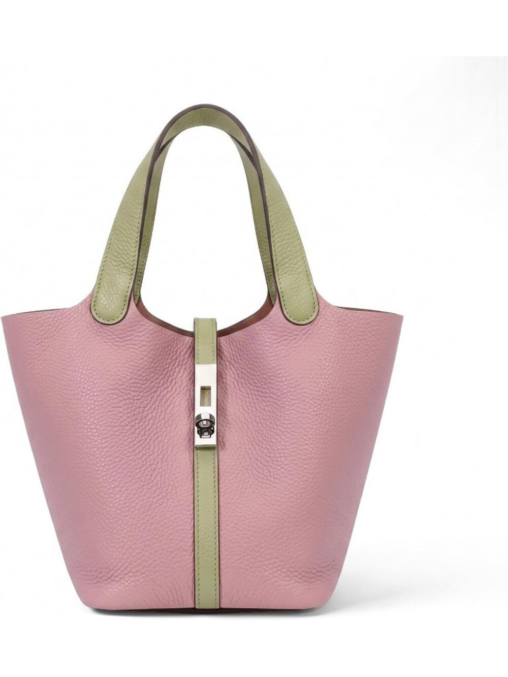 Women Pink Green Crocodile Pattern Tote Satchel Handbag Work Shoulder Bag